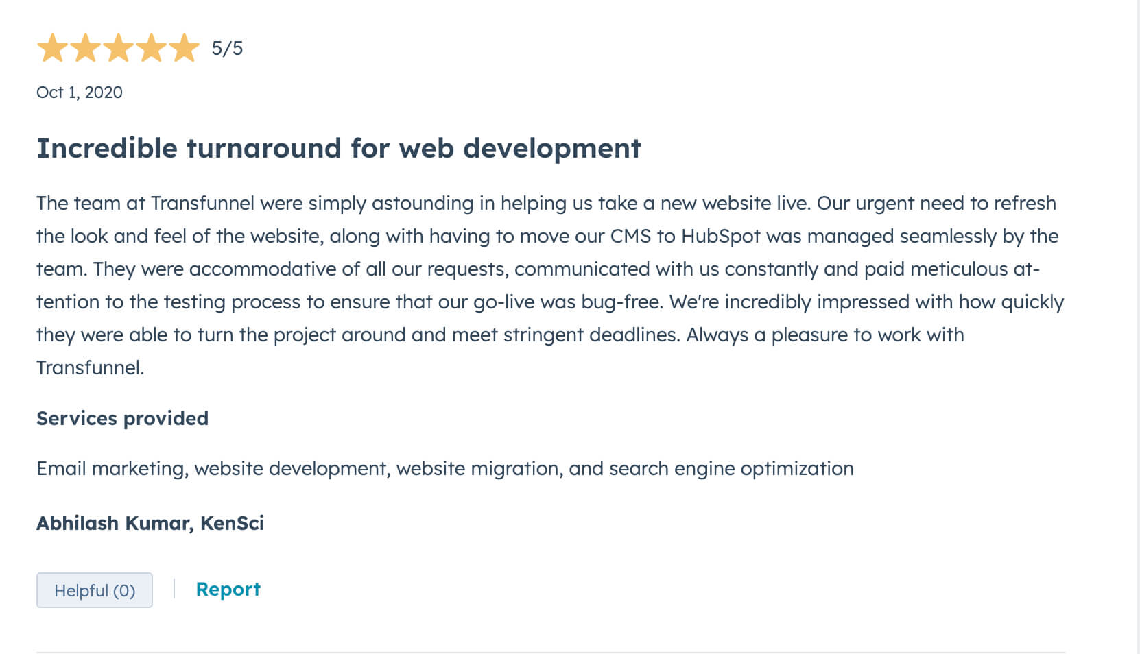 Incredible Turnaround for Web Development - 5 Star Review